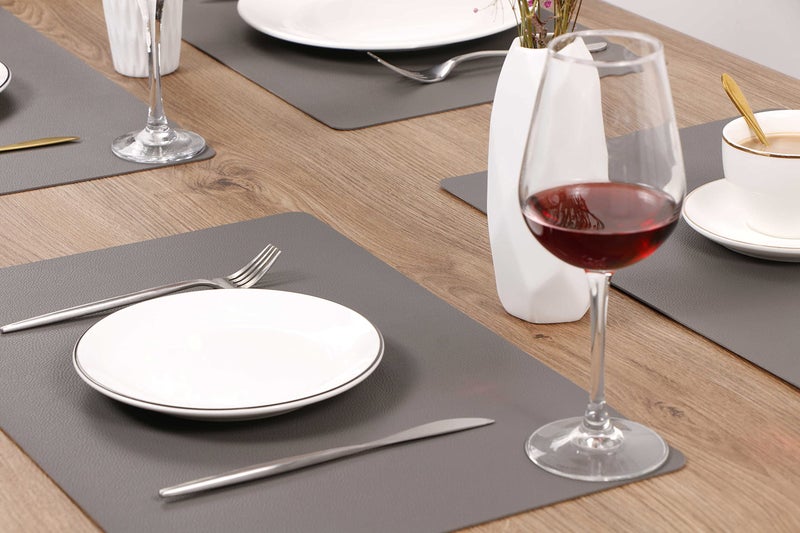 Jovono Wipeable Placemats Leather Table Mats Waterproof Heat-Resistant Easy to Clean for Dining Table Set Kitchen Table (4, Grey) - Image 2